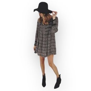 Free People Marlow Pintuck Geometric Print Swing Tunic Dress